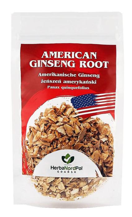 Amerikanischer Ginseng Wurzel 100 g (Panax quinquefolius) geschnitten, für Kräutertee