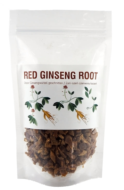 Verpackung von geschnittenem rotem Ginseng, traditionelle koreanische Heilpflanze.
