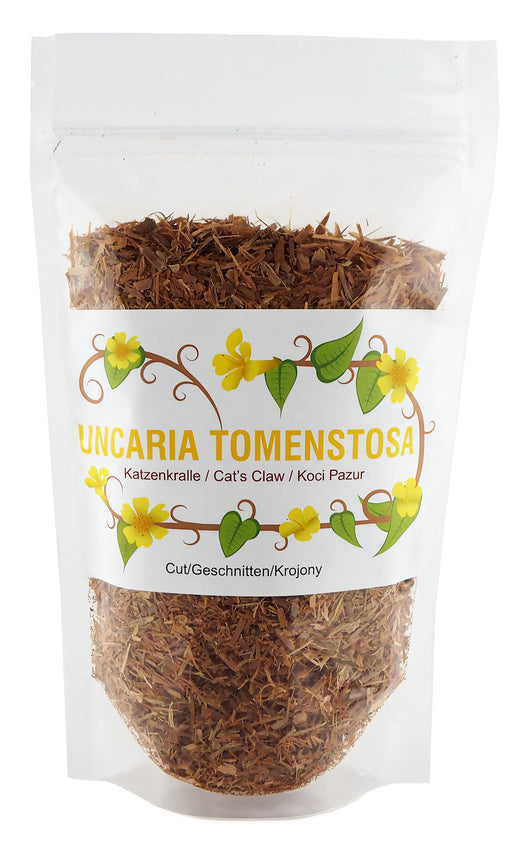 Packung mit geschnittener Katzenkralle (Uncaria Tomentosa), 400g, natürliche Rinde für Teezubereitung.